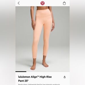 NWT Lululemon Align High Rise Leggings 25”